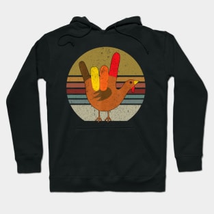 Peace Sign Turkey Hand Cool Thanksgiving Hippie Men Women Hoodie